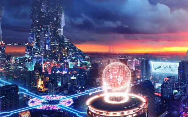 Изображение №16 3840x2160 «Киберпанк пейзаж, закат» из коллекции «Киберпанк (Cyberpunk)»