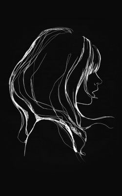 Изображение №5 1125x2436 «Белый рисунок девушки на черном фоне» из коллекции «Девушки & Минимализм»